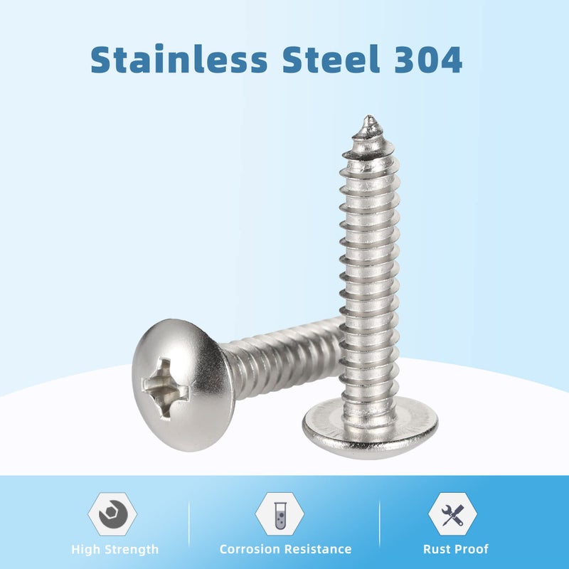MewuDecor #10 x 1-1/4" Truss Head Self Tapping Wood Screws Sheet Metal Screws, 304 Stainless Steel 18-8, 100 PCS - Image 4